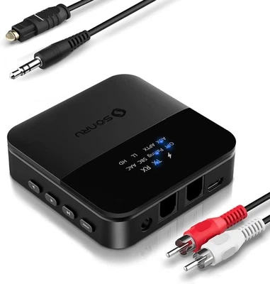 SONRU Bluetooth Transmitter Empfänger für TV HiFi, Bluetooth Audio Adapter, A