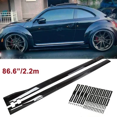 2x 86.6" Glossy Black Side Skirt Extension Splitter Lip For VW Volkswagen Beetle Foto 1 de 4