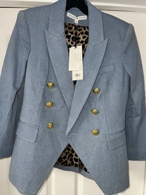 Veronica Beard Empire Double Breasted Denim Blazer Chambray Blue Size 8 - Image 1 of 4