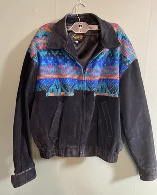 Scully Western Jacket Men’s 44 Southwestern Aztec Wool Leather Trim Cowboy Coat - Image 1 of 4