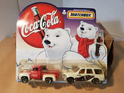 Matchbox Coca-Cola 2 Cars - Dad's 1956 Ford Pickup & Son's 1998 Ford Expedition - Image 1 of 4