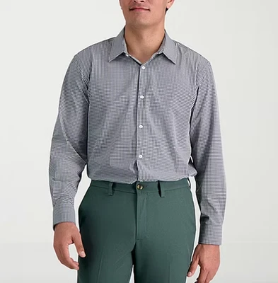 Camisa de vestir Haggar Premium Comfort calce clásico - negra/gris talla 16-16,5 34-35 Foto 1 de 3