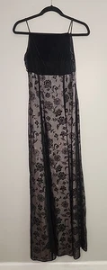 Maxi abito vintage Y2K steppin out donna 7/8 nero velet floreale fatagotto capriccioso - Foto 1 di 12