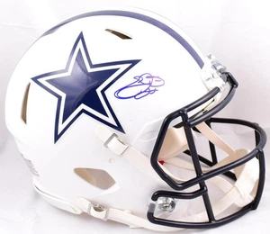 Emmitt Smith Signed F/S Cowboys Flat White Speed Authentic Helmet-Beckett W Holo - Picture 1 of 5