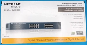 Netgear ProSAFE 16-portowy przełącznik gigabitowy JGS516 STALÓWKA W PUDEŁKU - Zdjęcie 1 z 5