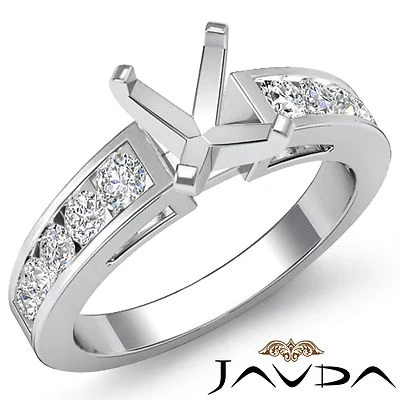 Cushion Semi Mount Channel Set Diamond Engagement Ring 14k White Gold 0.75Ctw - Image 1 of 3