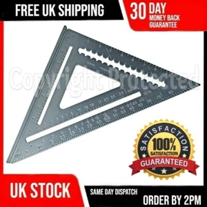 30CM 12" ROOFING SPEED SQUARE ALUMINIUM RAFTER ANGLE MEASURE TRIANGLE GUIDE 23D - Picture 1 of 4