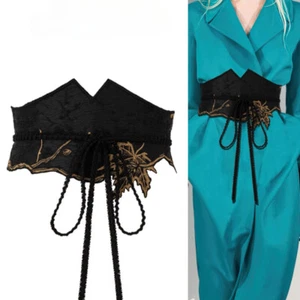 Lady Embroidery Obi Belt Corset Waistband Japanese Kimono Shirts Dress Wide Belt - Picture 1 of 10