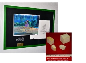 Star Wars EWOKS Animation Cel TV, DVD, COA, Rahmen, SKIZZE, kostenlose Requisite Todesstern! - Bild 1 von 12