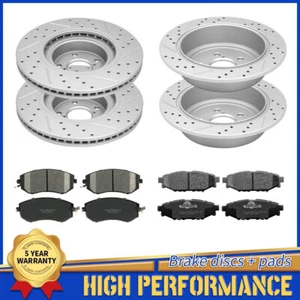 Rotores de freno delanteros traseros perforados y pastillas de cerámica para Subaru Legacy Outback Impreza - Imagen 1 de 14