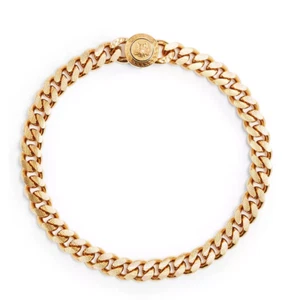 NEW W TAGS Versace Men's Curb Chain Medusa Head Bracelet, Gold Tone Metal - Picture 1 of 2