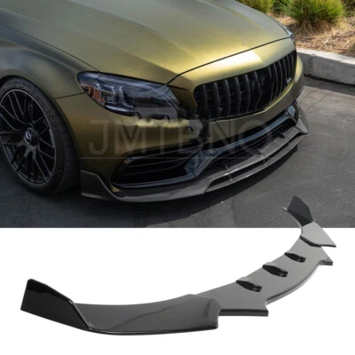 Kit de carrocería de alerón divisor de labios de parachoques delantero negro brillante para Mercedes-Benz Clase C Foto 1 de 4