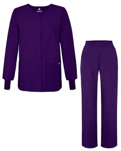 Adar Universal Women's Scrub Set - Warm-Up Scrub Jacket Elastic Pull-On Pants - Picture 1 of 133