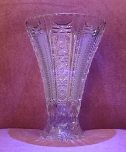 Vintage Heavy Cut Crystal Vase w/ Olive Cut Base - Picture 1 of 6