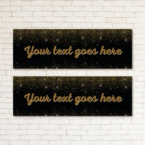 2 Birthday Sparkle Gold Personalised Banner Kids & Adult Event Party Celebration - Picture 1 of 2