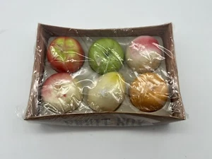 Fruit Shaped Candles x 6 Boxed Apple Lemon Peach Mandarin Sealed - Picture 1 of 11