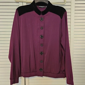 Susan Graver burgundy and velour jacket, size medium. - Picture 1 of 5