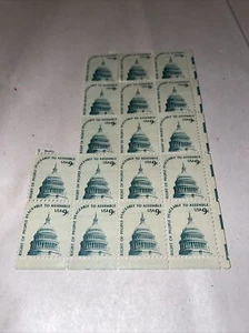 Lot Of 17 9 cent stamp. “RIGHT OF PEOPLE PEACEFULLY TO ASSEMBLE” Sheet - Picture 1 of 2