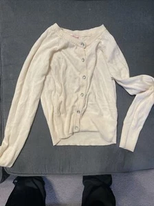 Cat &Jack Girls Cream/white Cardigan V-neck Button Up Sweater Size Medium 7/8 - Picture 1 of 1