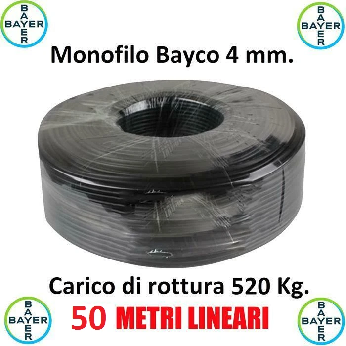 Monofilo 50 Metri Bayco 4 Mm Tirante Antenne Tralicci Bayer Indistruttibile