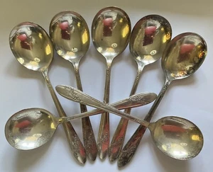 Vintage Oneida Queen Bess II Tudor Teller Besteck Set/7 Sahnelöffel  - Bild 1 von 4