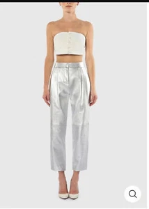 New Women's Silver Leather Pant 100% Real Lambskin Leather Pant Custom Made Pant - Picture 1 of 7