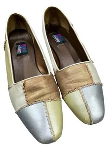Vintage Art Effects Multicolor Metallic Patchwork Flats Size 8 1/2M - Picture 1 of 11