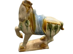 STUPENDO CAVALLO CERAMICA SMALTATA SANCAI STILE TANG VINTAGE ANNI 80 - Foto 1 di 9