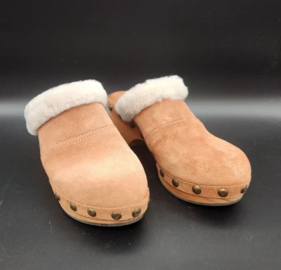 Женские замшевые кожаные туфли-сабо Free People шале 5 с заклепками меховая отделка Испания - Изображение 1 из 4