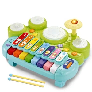 3 in 1 Musical Instrument Toys - Piano Keyboard Xylophone Drum Set with Lights - Picture 1 of 7