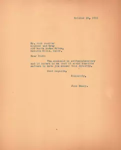Important Letter Settling Estate of James Dean Exactly One Month After His Death - Picture 1 of 2
