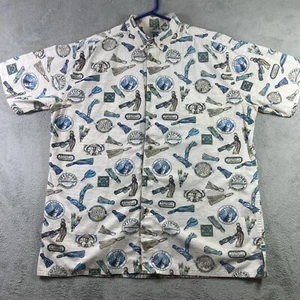 Hook & Tackle Shirt Men XL All Over Print Fishing Graphic Button Down Pocket - Picture 1 of 14