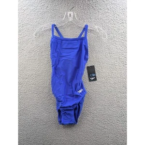 NWT Speedo Womens sz 6/32 Flyback PowerFlex Eco Sapphire Blue Training Swimsuit - Picture 1 of 9