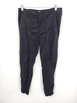 Pantalones de chándal Level 99 para mujer 27 negros calce cónico puntada superior frente plano lino Foto 1 de 4