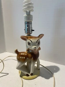 Vintage Hirsch Rehkitz Bambi Porzellan Lampe 8" Babyzimmer Sammler - Bild 1 von 16