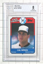 Cal Ripken 1989 Topps Cap'n Crunch #6 BGS Grade 8 NmMt MLB HOF Baltimore Orioles