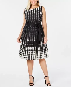 Anne Klein Women's Plus Size 24 Printed Fit & Flare Dress Size 24 Sleeveless - Picture 1 of 9