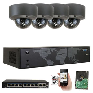 8 Channel H.265 NVR (4) 5MP 4X Optical Zoom PoE IP Dome Camera Security System - Picture 1 of 12