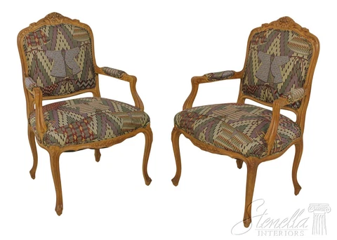 58129EC: Pair French Louis XV Style Upholstered Armchairs	 Cover