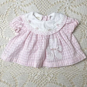 Vintage 1990s Little Bitty Baby Girl 3-6 Months Pink Teddy Bear Applique Dress - Picture 1 of 3