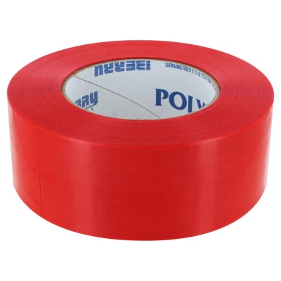 RUGGED BLUE POLYKEN 757 Straight Edges Multi-Purpose PE Film Tape, Red, 2in x 60yd
