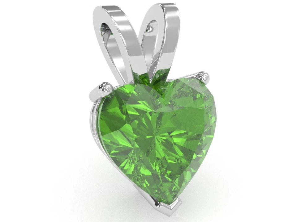 Peridot Heart Solitaire Pendant In 14k Solid Gold - Image 1 of 4