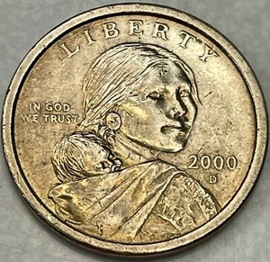 2000 D Saqajuwea Dollar Error No Edge Lettering Writing Rare Coin Circulated USA - Picture 1 of 3
