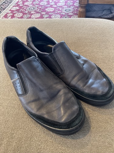 Scarpe Ecco slip on in pelle ammortizzata USA da uomo taglia 13 nere (CC)
