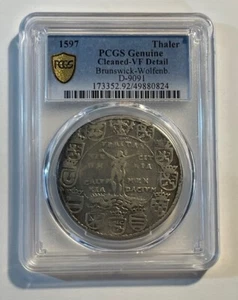 Brunswick-Wolfenbüttel (Germany) - 1597 "Truth Thaler" (PCGS VF Detail) - Picture 1 of 4
