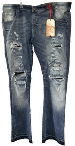 Jeans uomo Grindhouse Denim Company taglia 44/36 effetto invecchiato/foderato lavaggio medio nuovo con etichetta - Foto 1 di 9