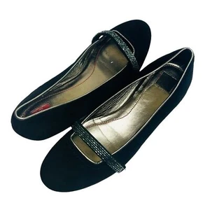 Coach Black Suede Flats ELISSA Shoes Size 8B Narrow - Picture 1 of 14