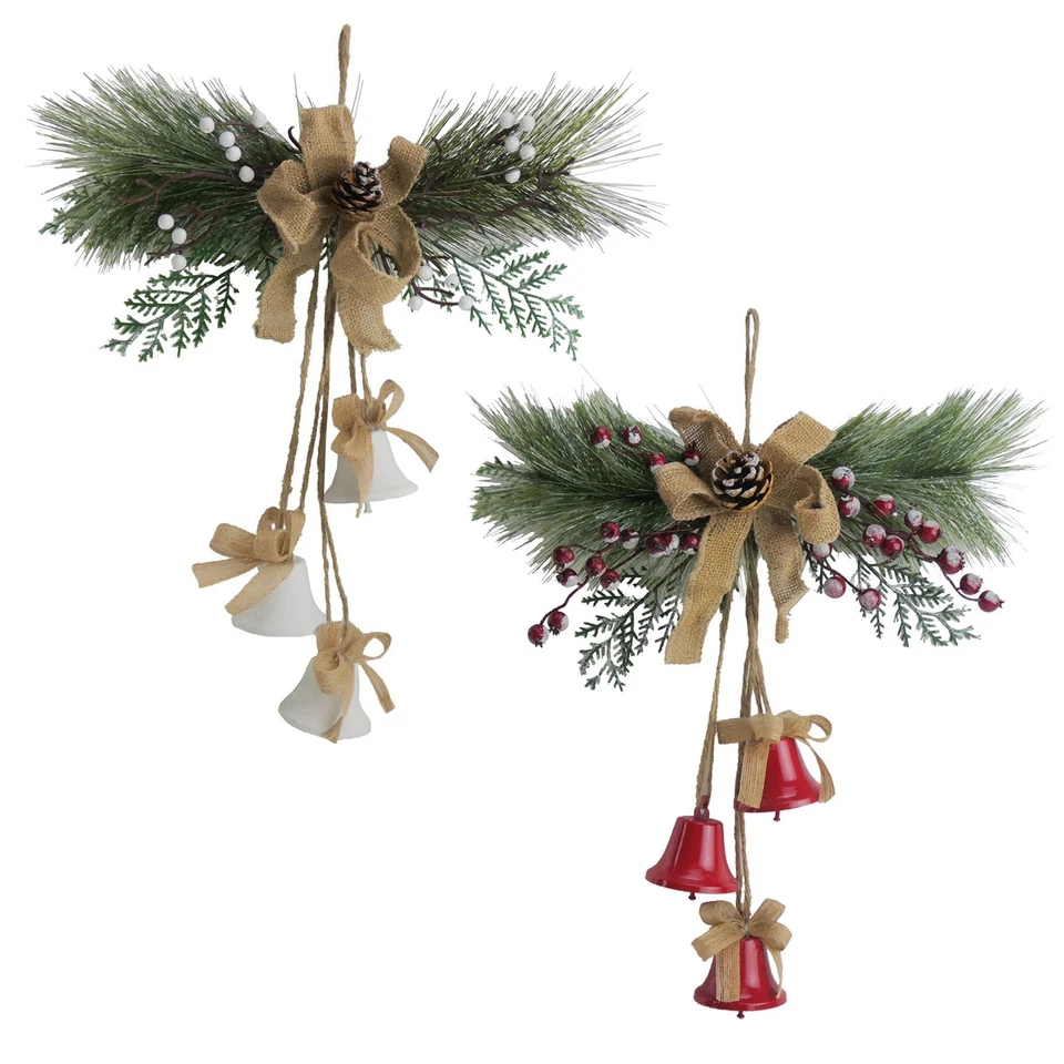 Christmas Door Hanger - Artificial Spray Berries & Bells - Choose Design - Image 1 of 1