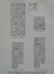 Glifos Mayas Quirigua y Naranjo Serie Inicial Conde Mesoamericano 1915 - Imagen 1 de 2