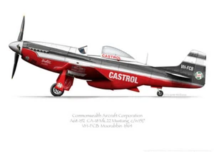 Mustang A68-192 VH-FCB Castrol 1964 - A3+ impresión de perfil - Imagen 1 de 4